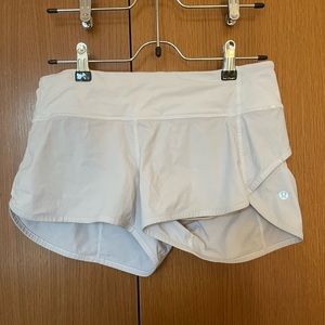 White Lululemon Speed Shorts (2.5 inch)